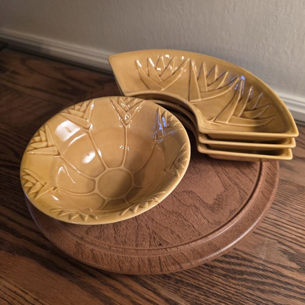 MCM Lazy Susan Chip and Dip Set Color Gold California USA L59- EXCELLENT IN BOX - Picture 6 of 13